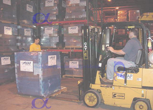 Medicine shipment labeling and loading at MAP